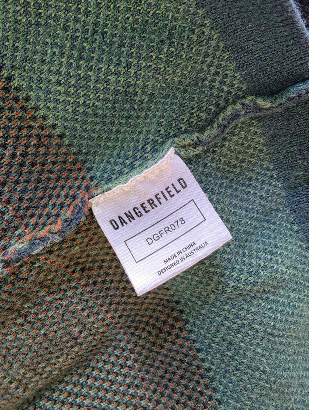 Dangerfield Dinosaur Knit Cardigan Sweater XL Cotton Black Green Whimsical Retro - Picture 7 of 8